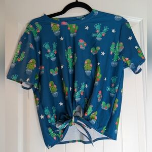 Blackmilk Christmas Holiday Cactus Tee - Blue